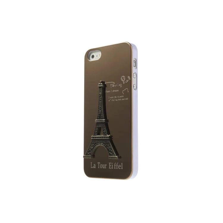 3D Eiffel Tower Plating Metal & Plastic Back Case for iPhone 5s 5 - Gold