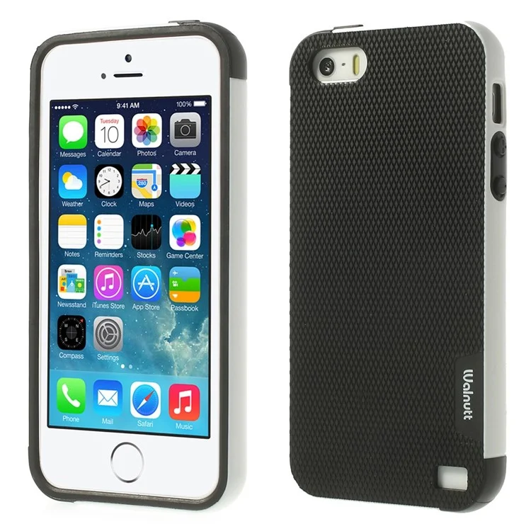 Walnutt Multi-color Edge Grid TPU Case for iPhone 5s 5 - Black