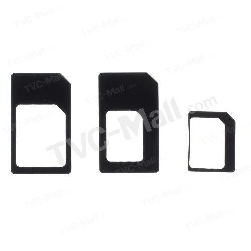 Black CMZWT 4 in 1 Nano SIM to Micro SIM / Standard SIM Card Adapter with Eject Pin for iPhone 5s 5c 5 4s 4 iPad