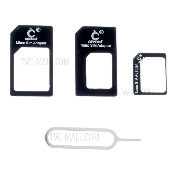 4 in 1 CMZWT Nano SIM to Micro SIM / Standard SIM Card Adapter & Eject Pin for iPhone 5s 5c 5 4s 4 iPad