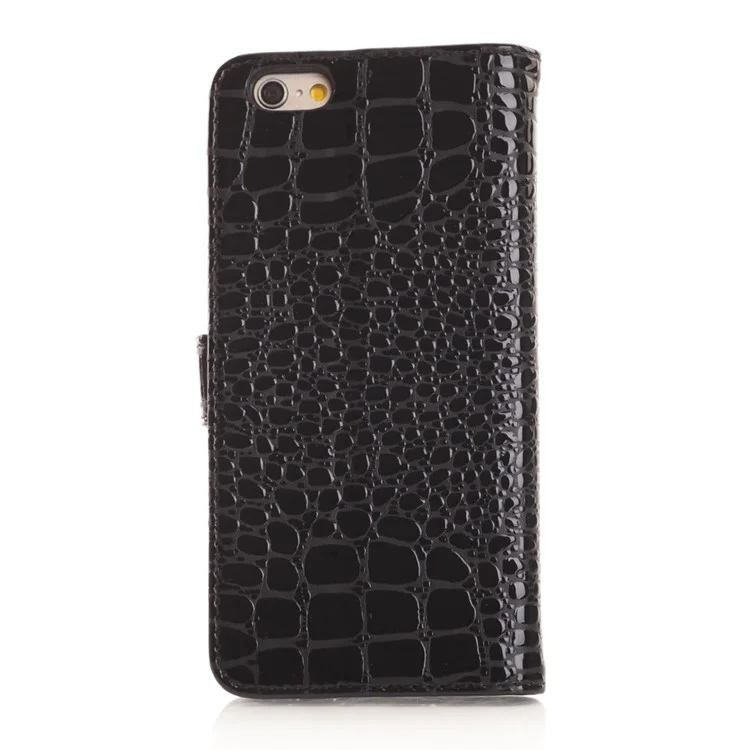 Black Crocodile Texture Magnetic Leather Wallet Case Stand for iPhone 6 4.7 inch