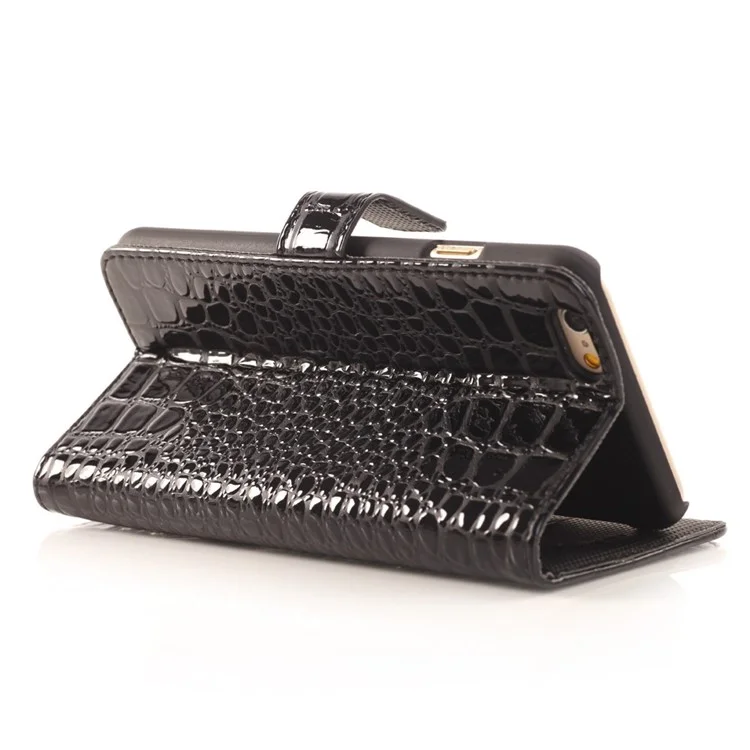 Black Crocodile Texture Magnetic Leather Wallet Case Stand for iPhone 6 4.7 inch