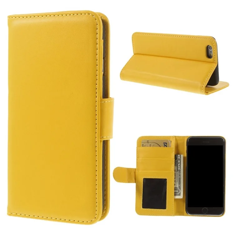 PU Leather Flip Wallet Stand Cover for iPhone 6 4.7 inch - Yellow