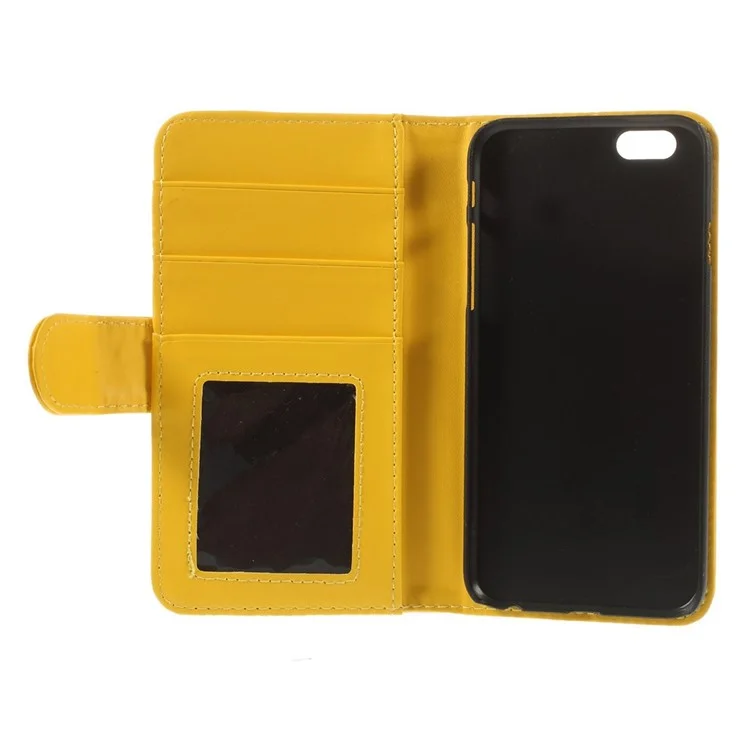 PU Leather Flip Wallet Stand Cover for iPhone 6 4.7 inch - Yellow