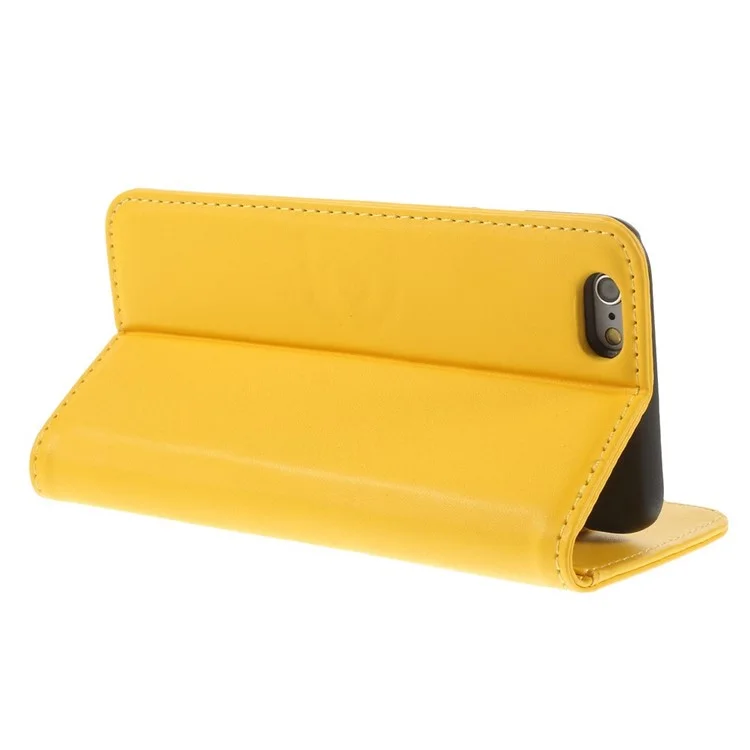 PU Leather Flip Wallet Stand Cover for iPhone 6 4.7 inch - Yellow