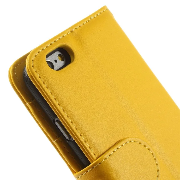 PU Leather Flip Wallet Stand Cover for iPhone 6 4.7 inch - Yellow