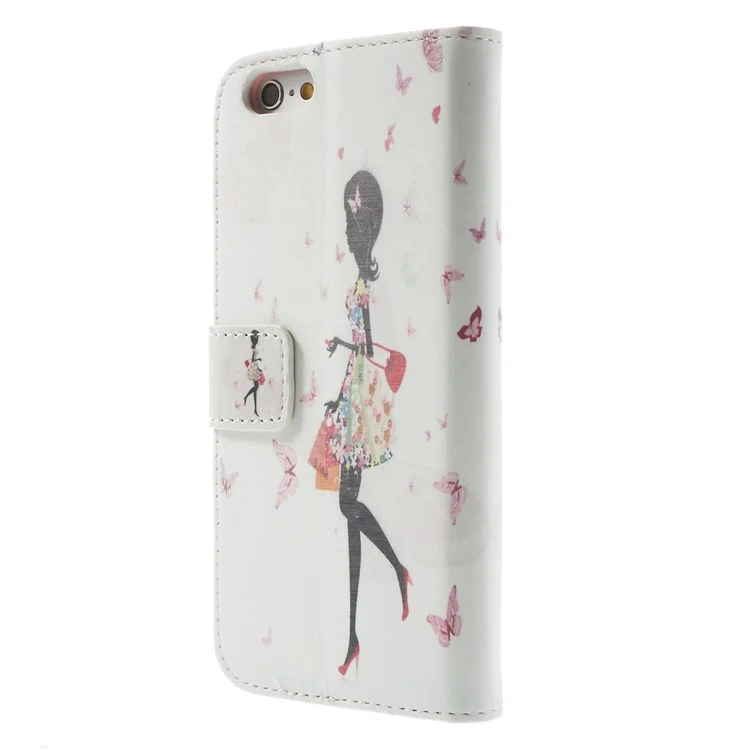 Fashion Shopping Girl & Butterflies Diamante Wallet Leather Stand Case for iPhone 6 4.7 inch