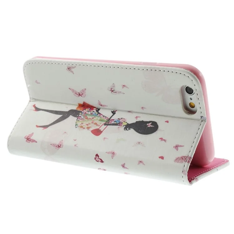 Fashion Shopping Girl & Butterflies Diamante Wallet Leather Stand Case for iPhone 6 4.7 inch