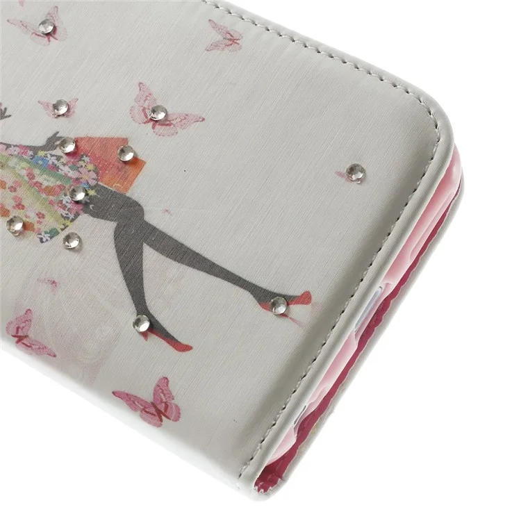 Fashion Shopping Girl & Butterflies Diamante Wallet Leather Stand Case for iPhone 6 4.7 inch
