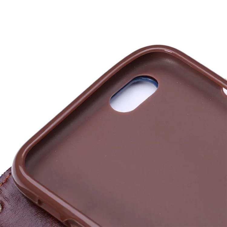 Jeans Cloth Skin Card Slots Leather Stand Cover for iPhone 6 4.7 inch - Dark Blue