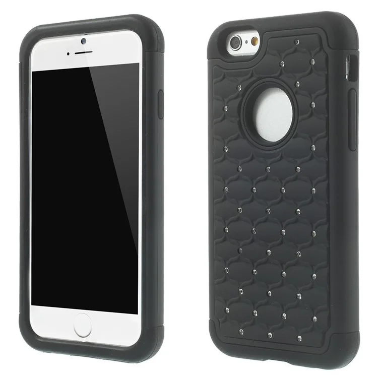 Starry Sky Rhinestones Inlaid PC & Silicone Back Case for iPhone 6 4.7 inch - Black