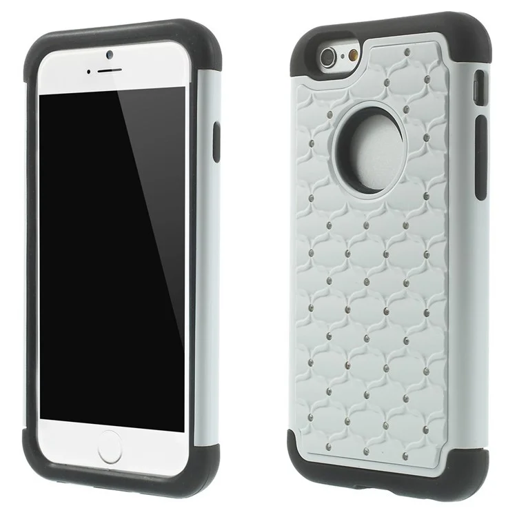 Starry Sky Rhinestones Inlaid PC & Silicone Back Case for iPhone 6 4.7 inch - White