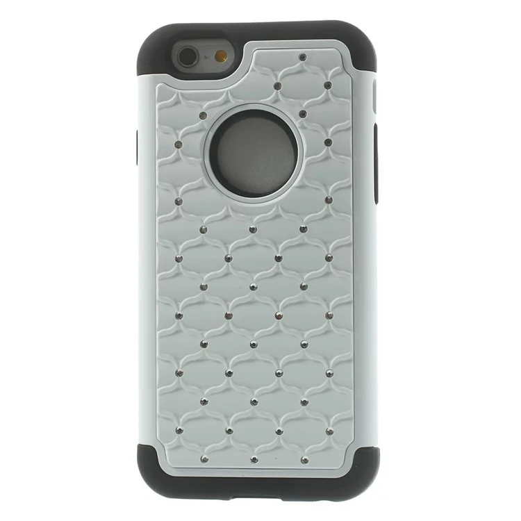Starry Sky Rhinestones Inlaid PC & Silicone Back Case for iPhone 6 4.7 inch - White