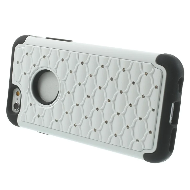Starry Sky Rhinestones Inlaid PC & Silicone Back Case for iPhone 6 4.7 inch - White