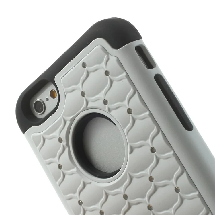 Starry Sky Rhinestones Inlaid PC & Silicone Back Case for iPhone 6 4.7 inch - White
