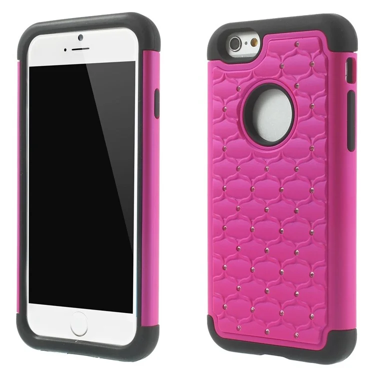 Starry Sky Rhinestones Inlaid PC & Silicone Back Shell for iPhone 6 4.7 inch - Rose