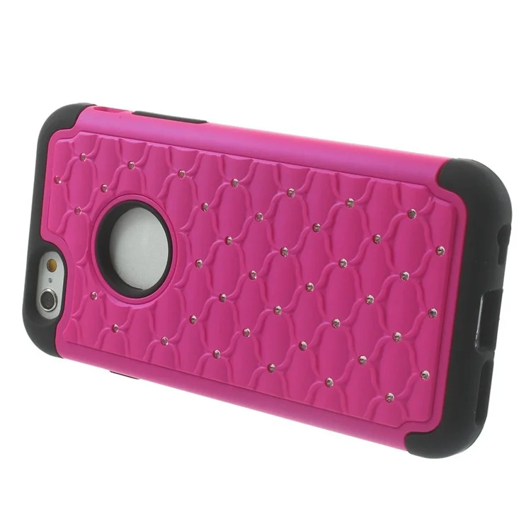 Starry Sky Rhinestones Inlaid PC & Silicone Back Shell for iPhone 6 4.7 inch - Rose