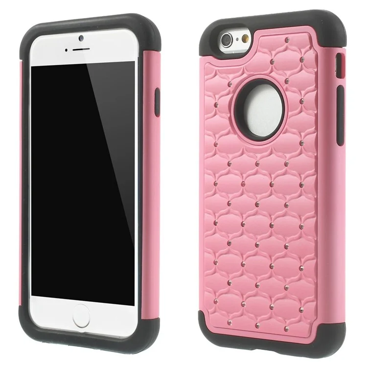 Starry Sky Rhinestones Inlaid PC & Silicone 2 in 1 Case Shell for iPhone 6 4.7 inch - Pink