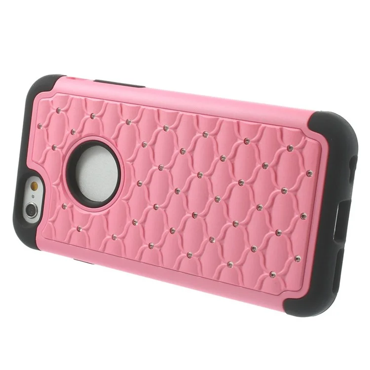Starry Sky Rhinestones Inlaid PC & Silicone 2 in 1 Case Shell for iPhone 6 4.7 inch - Pink