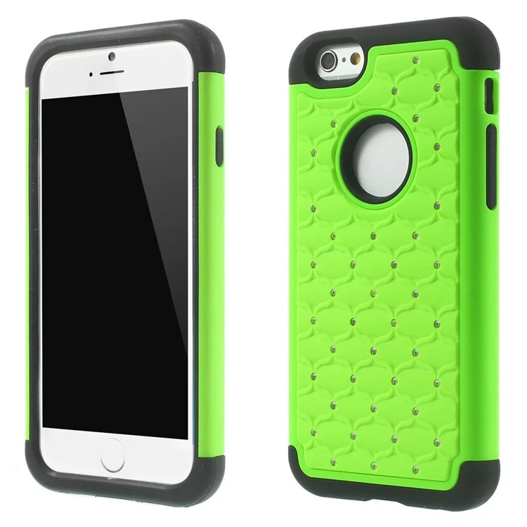 Starry Sky Rhinestones Inlaid PC & Silicone 2 in 1 Case Shell for iPhone 6 4.7 inch - Green