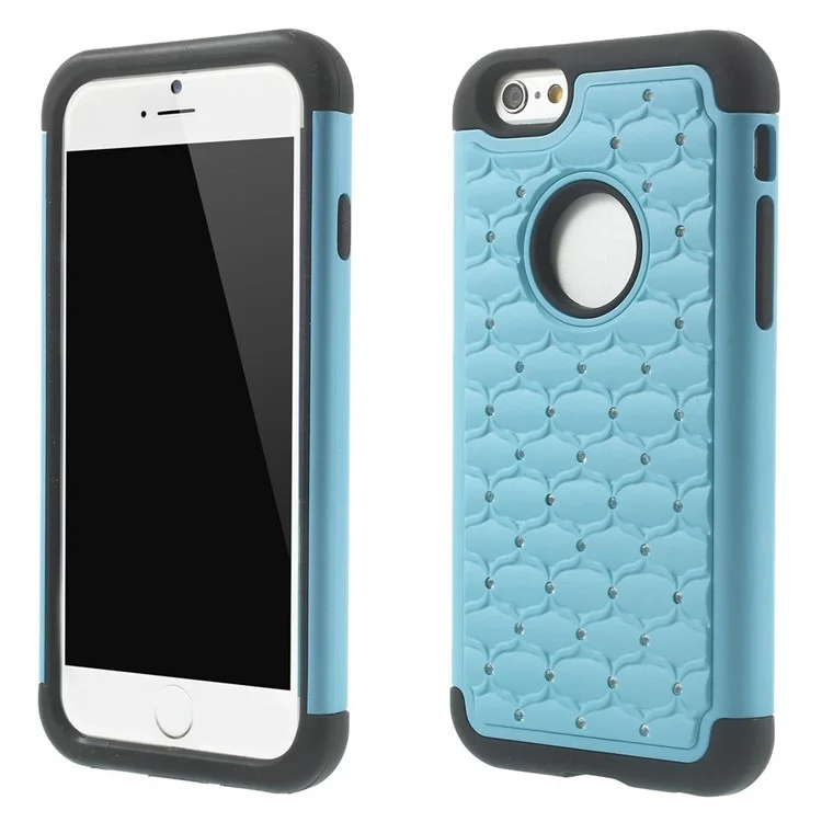 Starry Sky Rhinestones Inlaid PC & Silicone 2 in 1 Detachable Case Cover for iPhone 6 4.7 inch - Light Blue