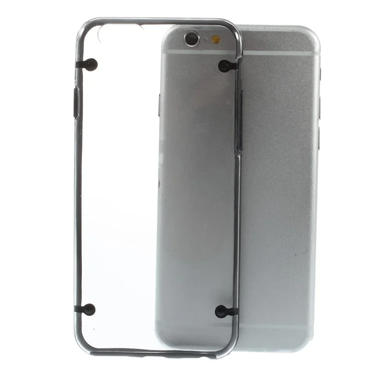 Black TPU Edges + Back Clear Plastic Hybrid Case for iPhone 6 4.7 inch