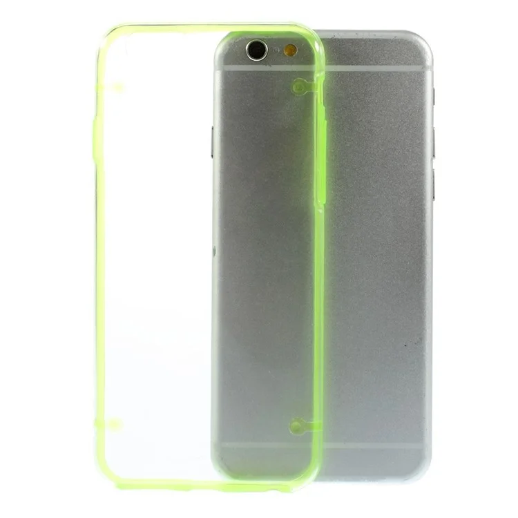 Green TPU Edges + Clear Back Plastic Protective Cover for iPhone 6 4.7 inch