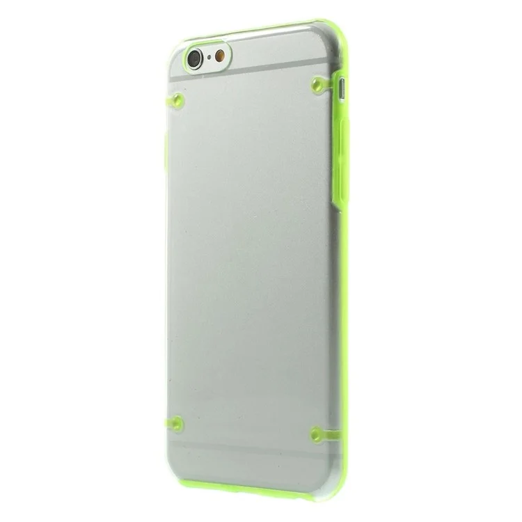 Green TPU Edges + Clear Back Plastic Protective Cover for iPhone 6 4.7 inch