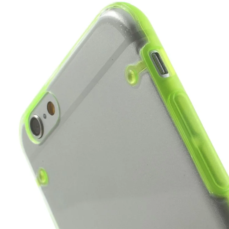 Green TPU Edges + Clear Back Plastic Protective Cover for iPhone 6 4.7 inch