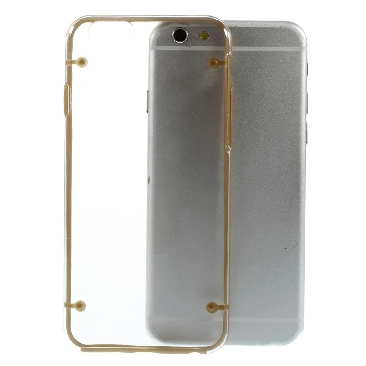 Brown TPU Edges + Back Clear Plastic Cover Case for iPhone 6 4.7 inch