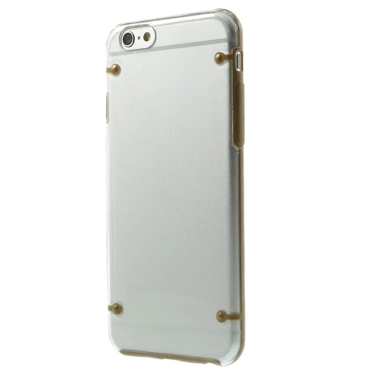Brown TPU Edges + Back Clear Plastic Cover Case for iPhone 6 4.7 inch