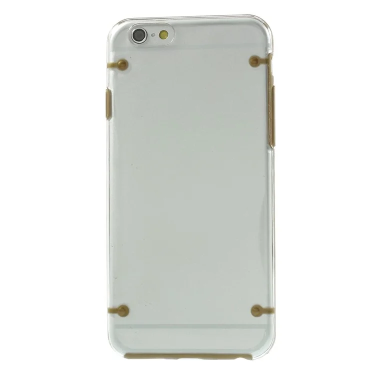 Brown TPU Edges + Back Clear Plastic Cover Case for iPhone 6 4.7 inch