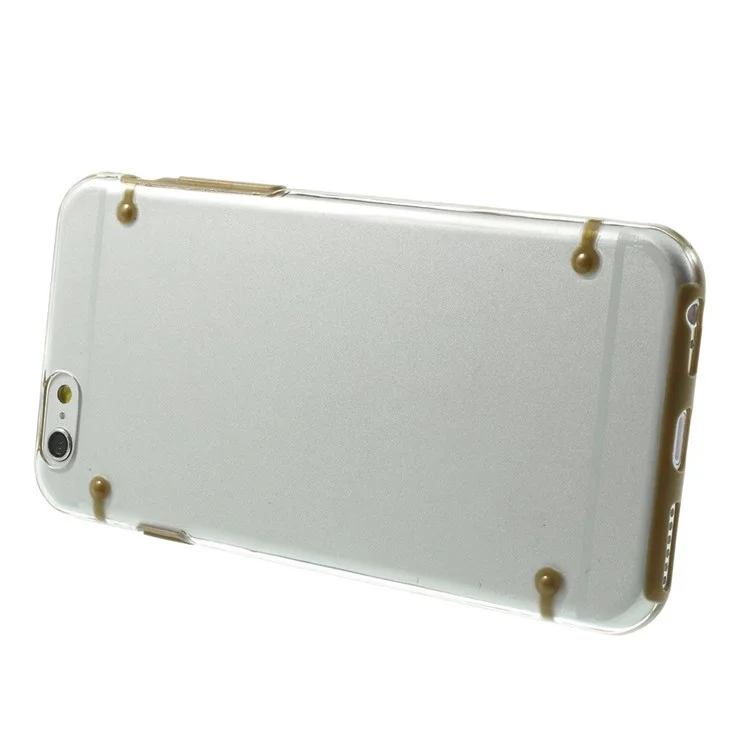 Brown TPU Edges + Back Clear Plastic Cover Case for iPhone 6 4.7 inch