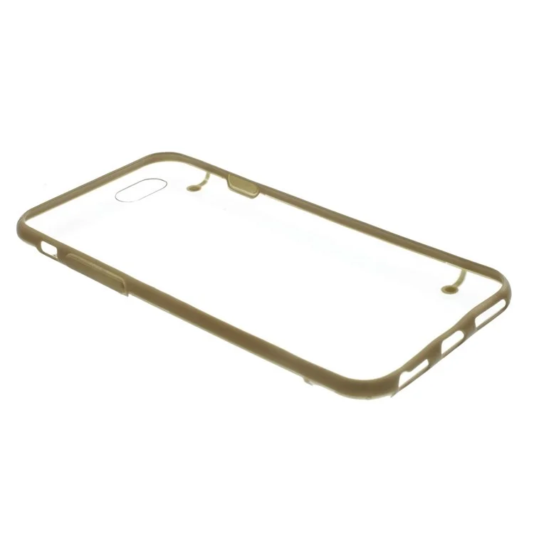 Brown TPU Edges + Back Clear Plastic Cover Case for iPhone 6 4.7 inch