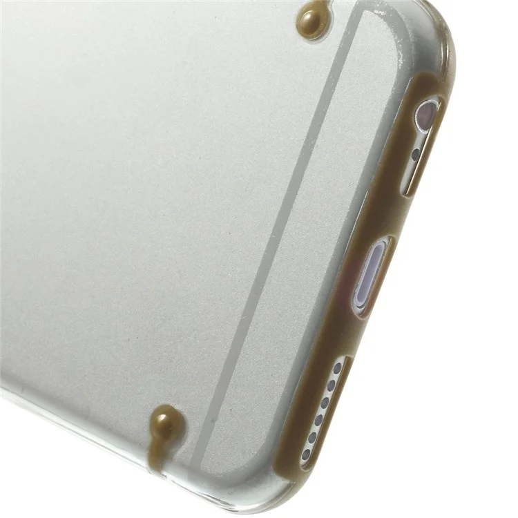 Brown TPU Edges + Back Clear Plastic Cover Case for iPhone 6 4.7 inch