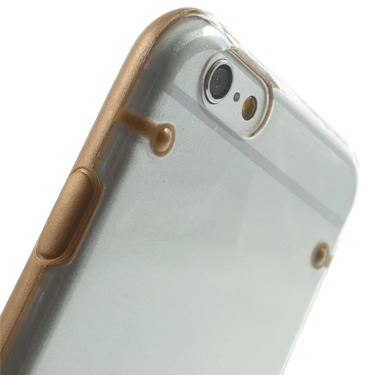 Brown TPU Edges + Back Clear Plastic Cover Case for iPhone 6 4.7 inch