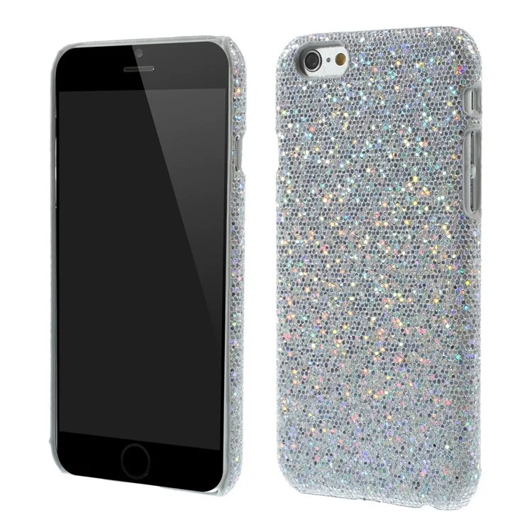Glittery Sequins Leather Coated Hard Shell for iPhone 6 4.7 inch - Silver