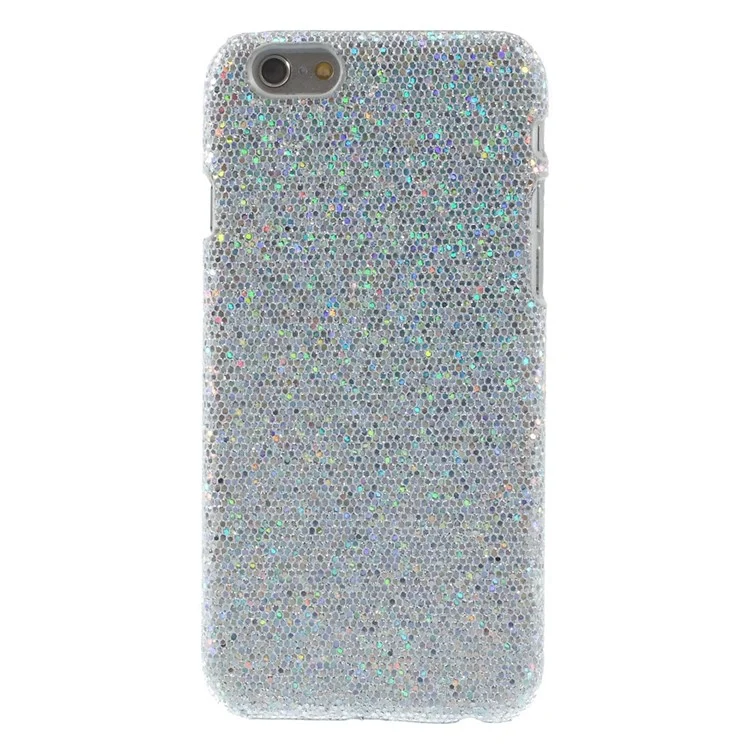 Glittery Sequins Leather Coated Hard Shell for iPhone 6 4.7 inch - Silver
