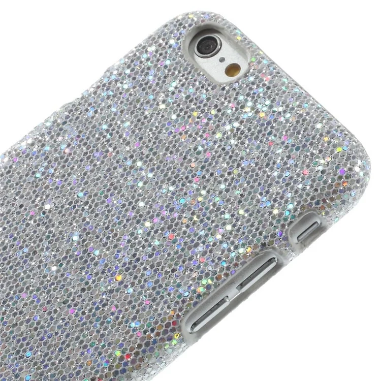 Glittery Sequins Leather Coated Hard Shell for iPhone 6 4.7 inch - Silver
