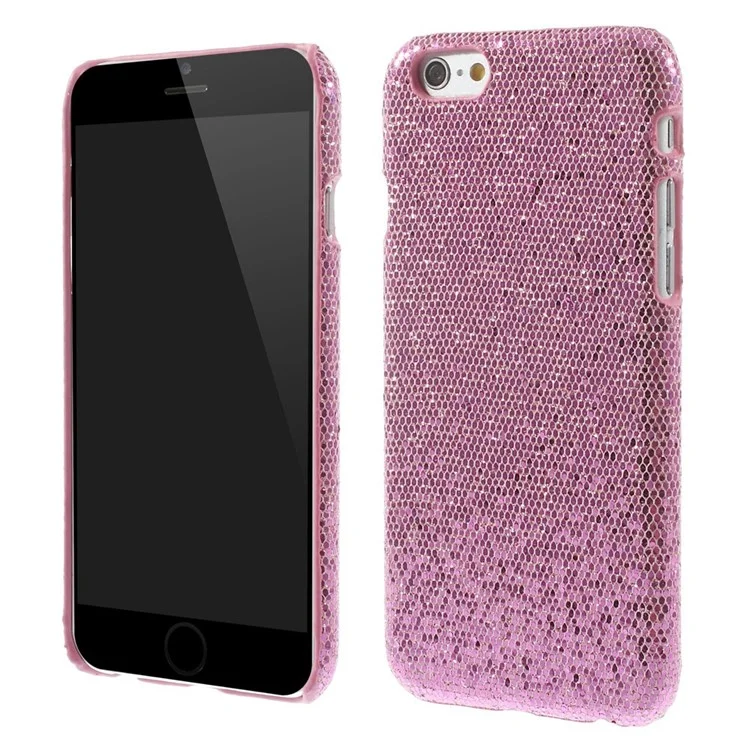 Glittery Sequins Leather Coated Hard Plastic Case for iPhone 6 4.7 inch - Pink