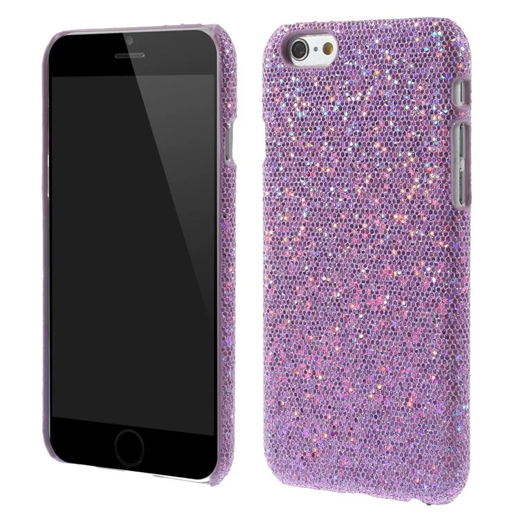 Glittery Sequins Leather Coated Hard Cover Case for iPhone 6 4.7 inch - Light Purple