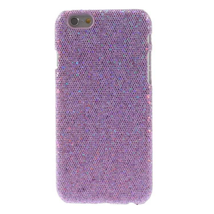 Glittery Sequins Leather Coated Hard Cover Case for iPhone 6 4.7 inch - Light Purple