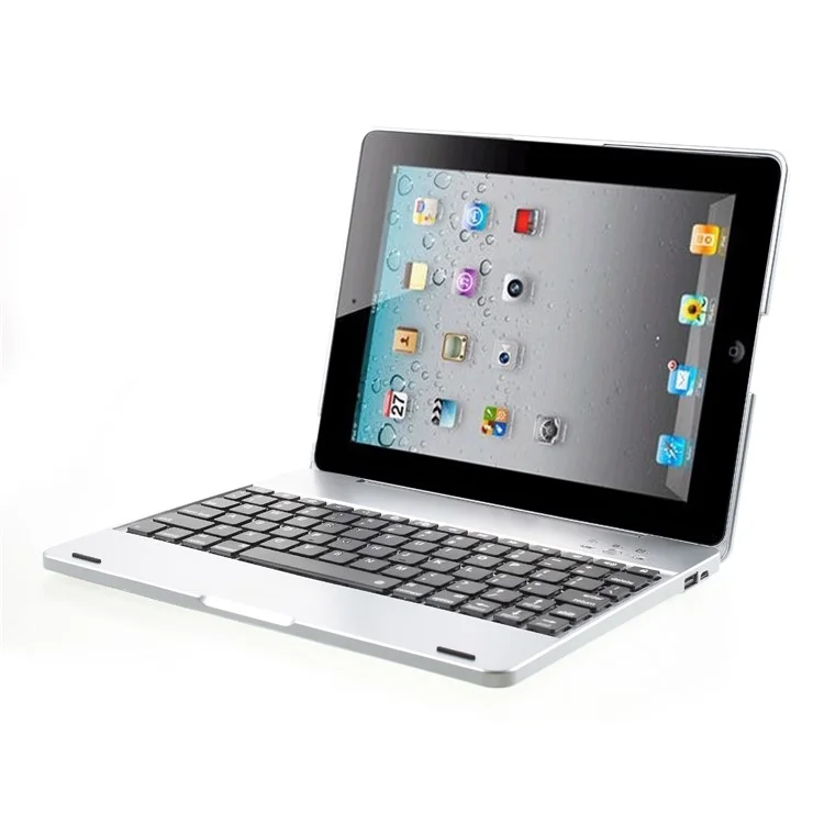 Lastest Wireless Bluetooth Keyboard Plastic Case for iPad 2 3 4 - Silver