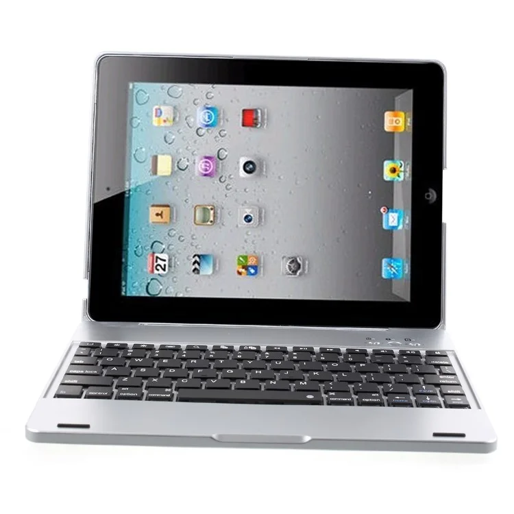 Lastest Wireless Bluetooth Keyboard Plastic Case for iPad 2 3 4 - Silver