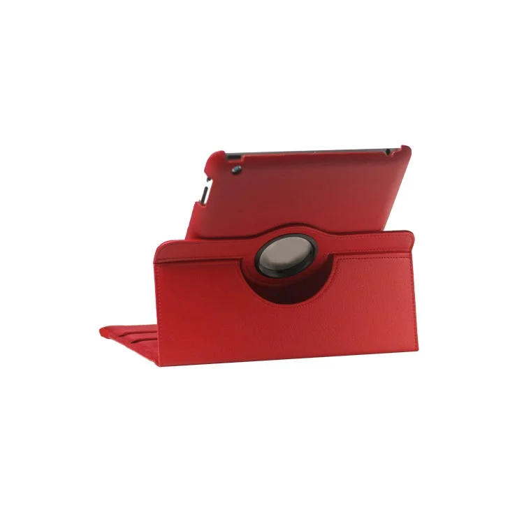 360 Degree Rotating New iPad 2 3 4 Leather Case Cover with Stand - Red