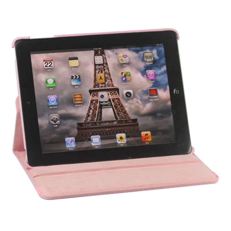 360 Degree Rotating New iPad 2 3 4 Leather Case Cover with Stand - Pink