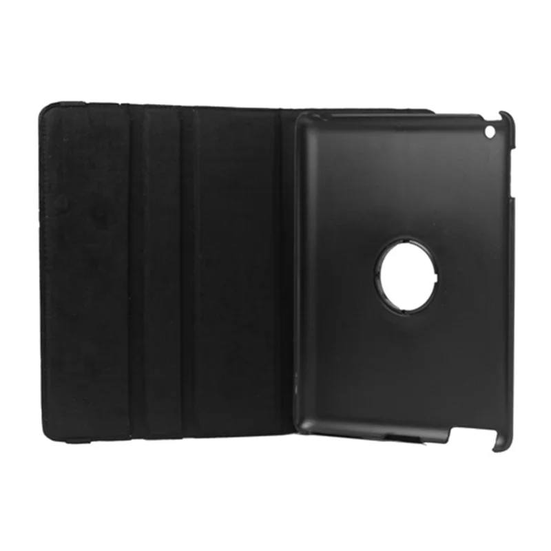 360 Degree Rotating New iPad 2 3 4 Leather Case Cover with Stand - Black