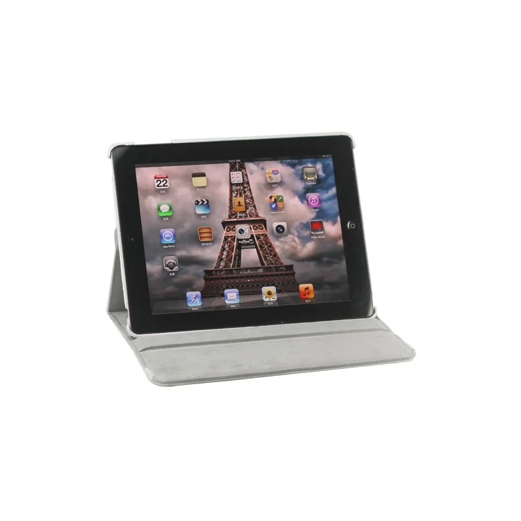 360 Degree Rotating New iPad 2 3 4 Leather Case Cover with Stand - White