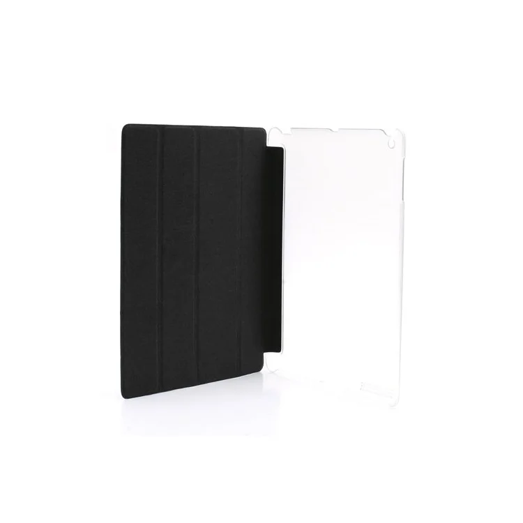 Black Slim Magnetic Leather Smart Cover Wake/Sleep with Back Hard Plastic Case for iPad 2 / 3 / 4
