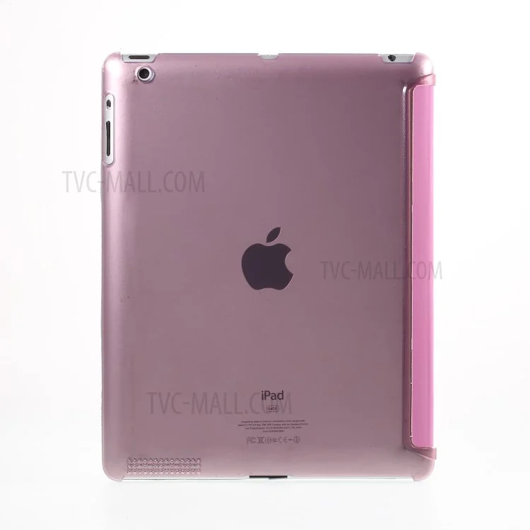 Pink Slim PU Leather Smart Cover with Back Hard Plastic Case for iPad 2 / 3 / 4
